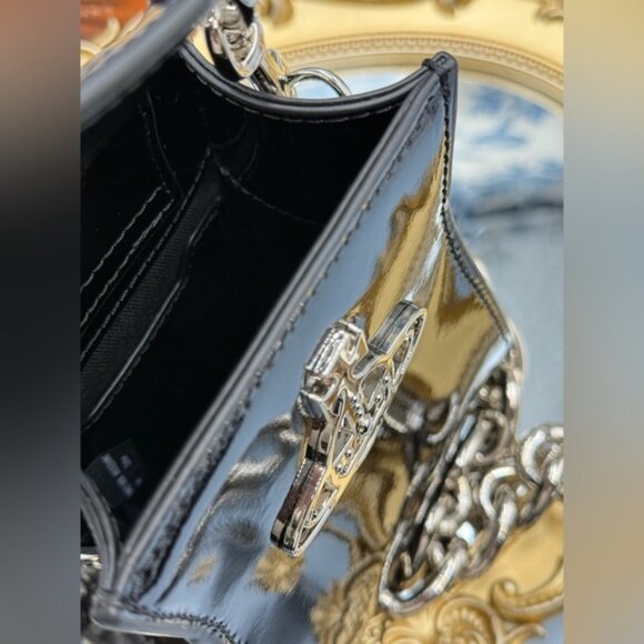 🆕 VIVIENNE WESTWOOD 🧿 NWOT Black Patent Leather Kelly Small Top Handle - AUTH - Picture 11 of 16